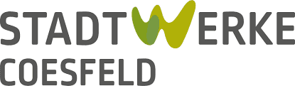 Logo der Stadtwerke Coesfeld in Grau und Grün mit dem Schriftzug „STADTWERKE COESFELD“.