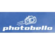 Logo von Photobello: Weißer Schriftzug auf blauem Hintergrund mit stilisiertem Kamerasymbol.