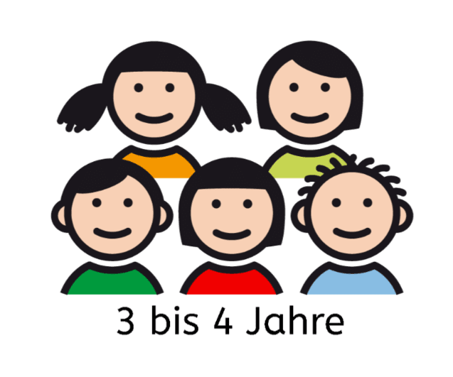 Fünf stilisierte Kinderporträts mit verschiedenen Haarfarben und farbigen Oberteilen, lächelnd gruppiert.