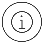 Symbol mit einem kleinen „i“ in einem Kreis auf weißem Hintergrund.