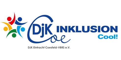 Logo der DJK Eintracht Coesfeld-VBRS e.V. mit farbigen Figuren und dem Schriftzug "DJK INKLUSION Cool!".